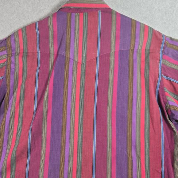 VTG Wrangler Pearl Snap Western Shirt Striped XL - Picture 7 of 11